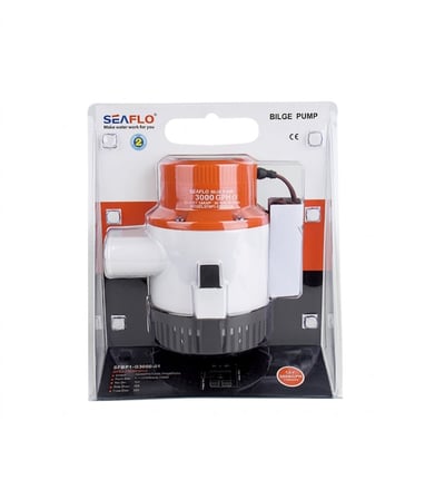 Seaflo 01 Serisi Ağır Hizmet Tipi Dalgıç Manuel Sintine Pompası 3000 GPH 24V 7.0 A - Hortum Çıkışı Ø: 1-1/2'' (40mm)