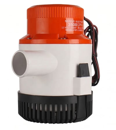 Seaflo 01 Serisi Ağır Hizmet Tipi Dalgıç Manuel Sintine Pompası 3500 GPH 24V 8.0 A - Hortum Çıkışı Ø: 1-1/2'' (40mm)