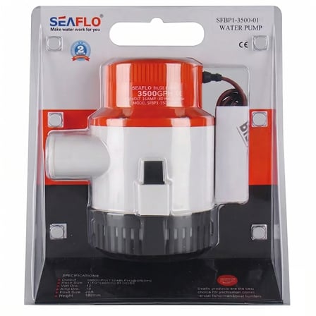 Seaflo 01 Serisi Ağır Hizmet Tipi Dalgıç Manuel Sintine Pompası 3500 GPH 24V 8.0 A - Hortum Çıkışı Ø: 1-1/2'' (40mm)