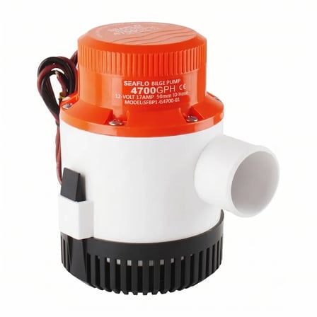 Seaflo 01 Serisi Profesyonel Ağır Hizmet Tipi Dalgıç Manuel Sintine Pompası 4700 GPH 24V 8.5 A - Hortum Çıkışı Ø: 2'' (50mm)
