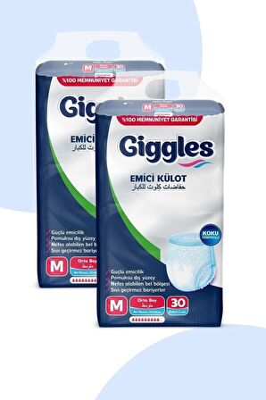 GİGGLES Yetişkin Emici Külot Medium 30'lu 2 Paket (60 Adet)