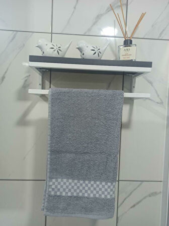 Lyla Concept Fulya Banyo Ahşap Raflı Beyaz Metal Havlu Şal Askılk
