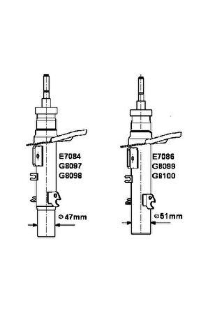 G8100-ÖN Amortisör Sol Pejo 207 1.6 1.4hdi 16 Hdi 2006 2015 Cıtroen C3 2009 50 cm