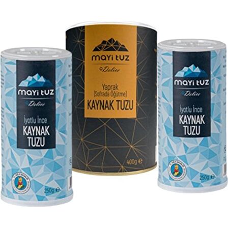 Mayi Tuz Kaynak Tuz Seti  (2 x öğütme 500 gr + tuzluklu 250 gr)