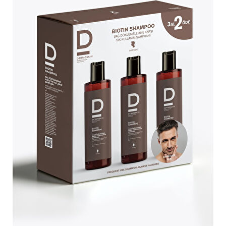 Biotin Shampoo (Erkek) 200 ml | 3 Al 2 Öde Paketi - Dezenfektan Hediyeli - %72 Alkol