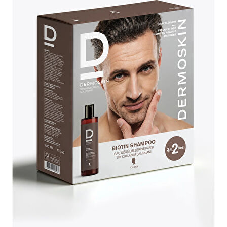 Biotin Shampoo (Erkek) 200 ml | 3 Al 2 Öde Paketi - Dezenfektan Hediyeli - %72 Alkol