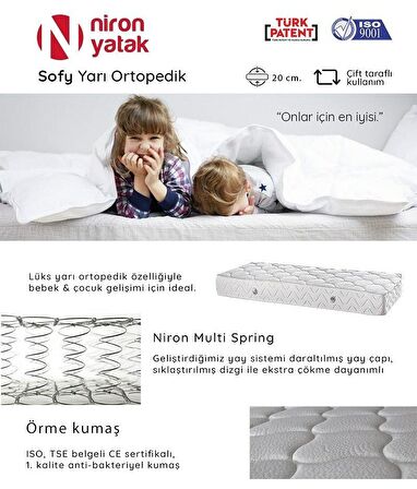 Niron Yatak Sofy Yarı Ortopedik Tek Kişilik Yaylı Yatak 100 x 200 cm