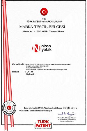 Niron Yatak Sofy Yarı Ortopedik Tek Kişilik Yaylı Yatak 100 x 200 cm