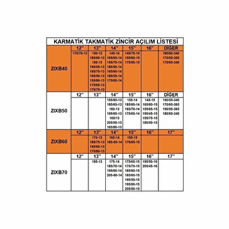 170-70-12 Ebatlarına Uyumlu Takmatik (Karmatik) Kar Patinaj Zinciri Space