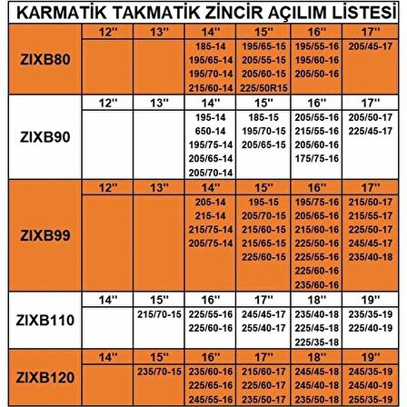 195-70-15 Ebatlarına Uyumlu Takmatik (Karmatik) Kar Patinaj Zinciri Space