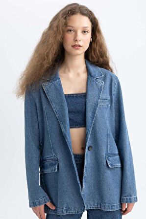 DeFacto Afra x DeFacto Oversize Fit Jean Ceket C3381AX24SMNM39