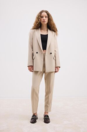 DeFacto Crop Klasik Kumaş Pantolon Carrot Fit Fermuarlı Yüksek Bel Basic Düz Dar Paça C2466AX24AUBG208