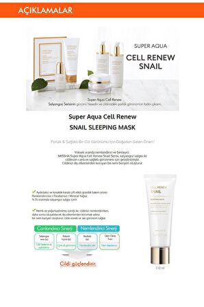 Salyangoz Salgısı Özlü Nemlendirici Uyku Maskesi 110ml Super Aqua Cell Renew Snail Sleeping Mask