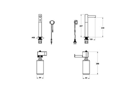 VitrA Origin A44760 Temassız Uzun Sıvı Sabunluk, Tezgah Üzeri, Elektrikli, Krom