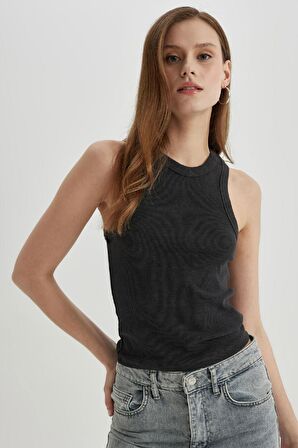 DeFacto Slim Fit Dar Kesim Halter Yaka Fitilli Kaşkorse Yıkamalı Soluk Efektli Atlet C4327AX24SPAR191