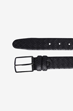 Erkek Siyah Kemer - Kartlık Aksesuar Set