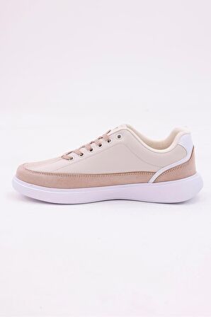Dijital Baskı Erkek Bej-Beyaz Sneaker Ayakkabı