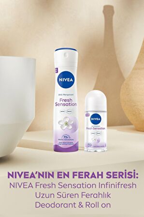 Nivea Kadın Sprey Deodorant Fresh Sensation 150ml, 72 Saat Anti-perspirant Koruma, Uzun Süren Ferahlık