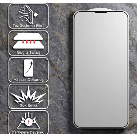 Iphone 13 Ekran Koruyucu Toz Filitreli Izgaralı Anti Dust Tam Kaplayan Kırılmaz Cam