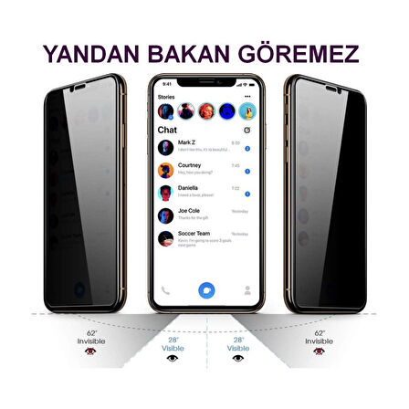 Iphone 12 Pro Max Hayalet Ekran Koruyucu Toz Filitreli Izgaralı Tam Kaplayan Kırılmaz Cam