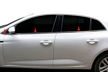 Renault Megane 4 Sedan Krom Cam Çıtası 6 Parça 2016-2020 Arası