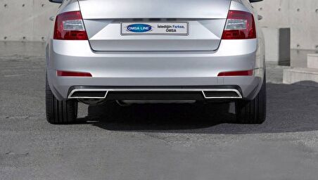 Skoda Octavia A7 Krom Egzoz Ucu Arka Difüzör 3 Parça 2013 ve Sonrası