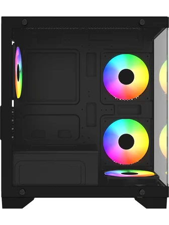 GameBooster GB-M6001B 600w 4x12cm Rainbow Fanlı USB 3.0 Seaview MidT mATX Gaming