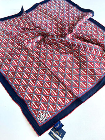 Levidor Tivil Saf İpek Eşarp 49464 Kırmızı Karışık Desen