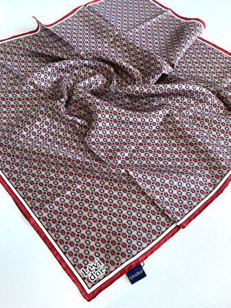 Levidor Tivil Saf İpek Eşarp 49484 Kırmızı Karışık Desen