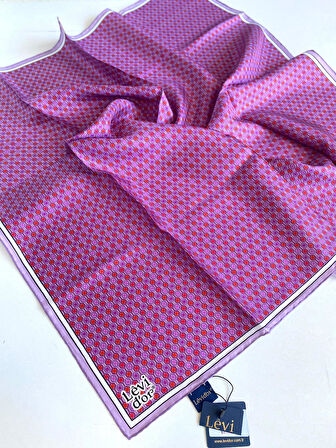 Levidor Tivil Saf İpek Eşarp 49475 Lila Karışık Desen