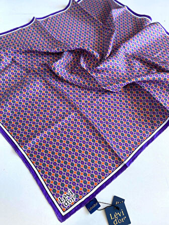 Levidor Tivil Saf İpek Eşarp 49477 Mor Karışık Desen