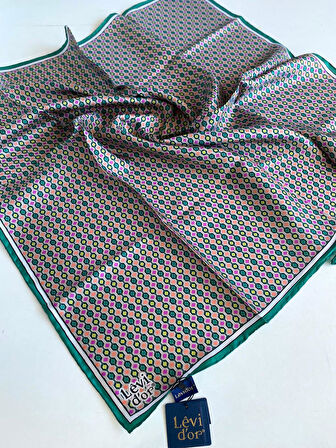 Levidor Tivil Saf İpek Eşarp 49473 Yeşil Karışık Desen