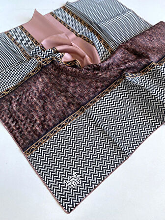 Levidor Tivil Saf İpek Eşarp 49445 Pudra Karışık Desen