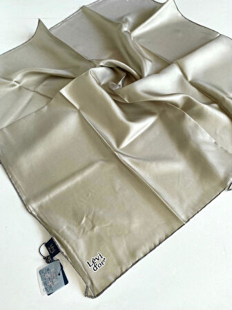 Levidor Tivil Saf İpek Eşarp 49486 Vizon Düz Renk 