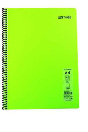 Mynote Flex A4 60 Yaprak Çizgili Spiralli Plastik Neon Kapak Defter