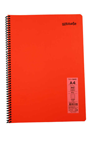 Mynote Flex A4 80 Yaprak Çizgili Spiralli Plastik Neon Kapak Defter