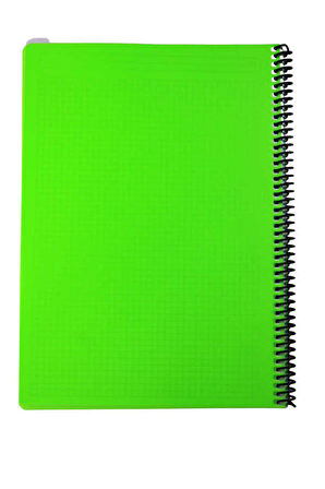 Mynote Flex A4 80 Yaprak Kareli Spiralli Plastik Neon Kapak Defter