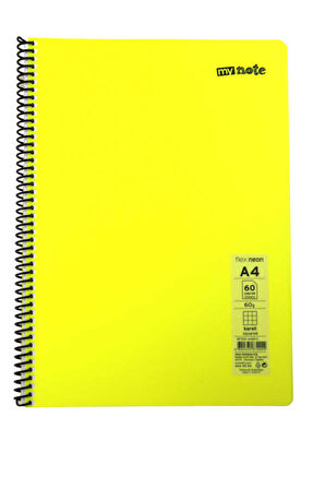 Mynote Flex A4 60 Yaprak Kareli Spiralli Plastik Neon Kapak Defter
