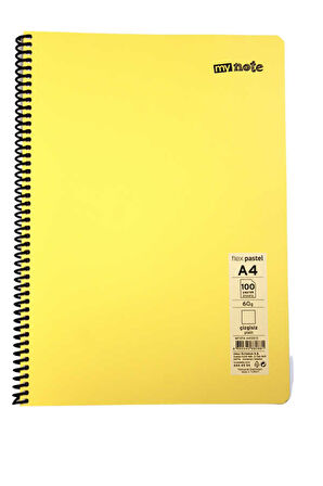 Mynote Flex A4 100 Yaprak Çizgisiz Spiralli Plastik Pastel Kapak Defter