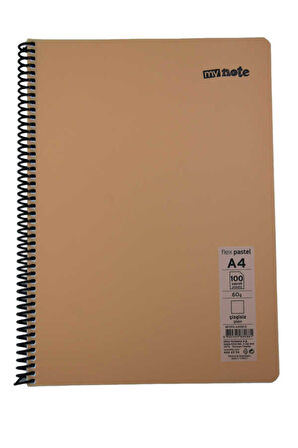 Mynote Flex A4 100 Yaprak Çizgisiz Spiralli Plastik Pastel Kapak Defter