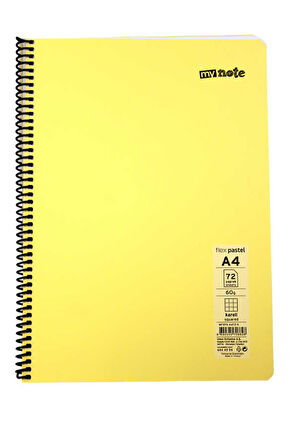 Mynote Flex A4 72 Yaprak Kareli Spiralli Plastik Kapak Defter Pastel