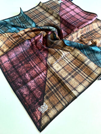 Levidor Tivil İpek Eşarp 48914 Kahve Karışık Desen