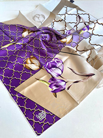 Levidor Tivil İpek Eşarp 48901 Mor Karışık Desen