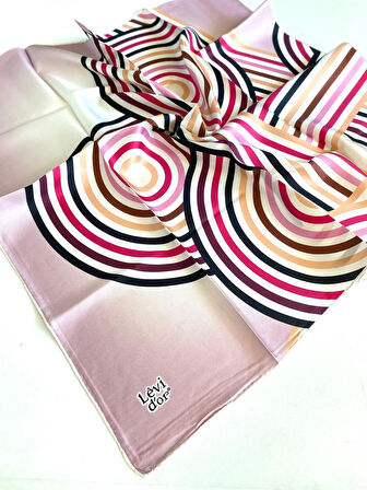 Levidor Tivil Saf İpek Eşarp 48935 Pembe Karışık Desen