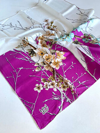 Levidor Tivil İpek Eşarp 48911 Beyaz Karışık Desen