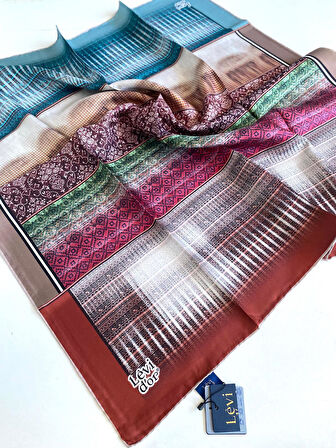 Levidor Tivil Saf İpek Eşarp 49467 Kiremit Karışık Desen