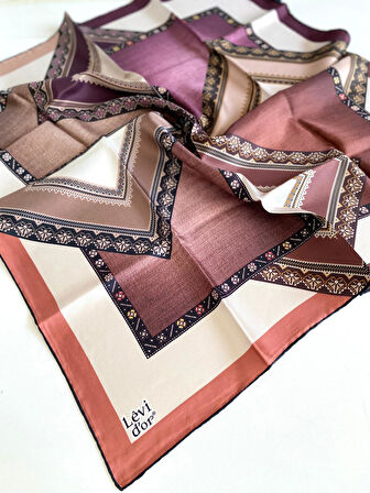 Levidor Tivil Saf İpek Eşarp 49685 Krem Karışık Desen