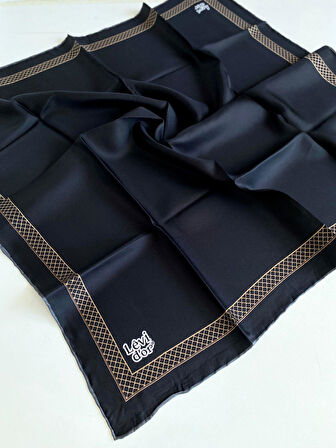 Levidor Tivil Saf İpek Eşarp 49699 Siyah Karışık Desen