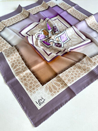 Levidor Tivil Saf İpek Eşarp 49702 Pudra Karışık Desen