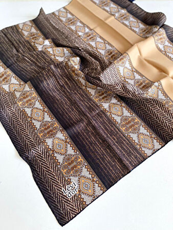 Levidor Tivil Saf İpek Eşarp 49698 Siyah Karışık Desen